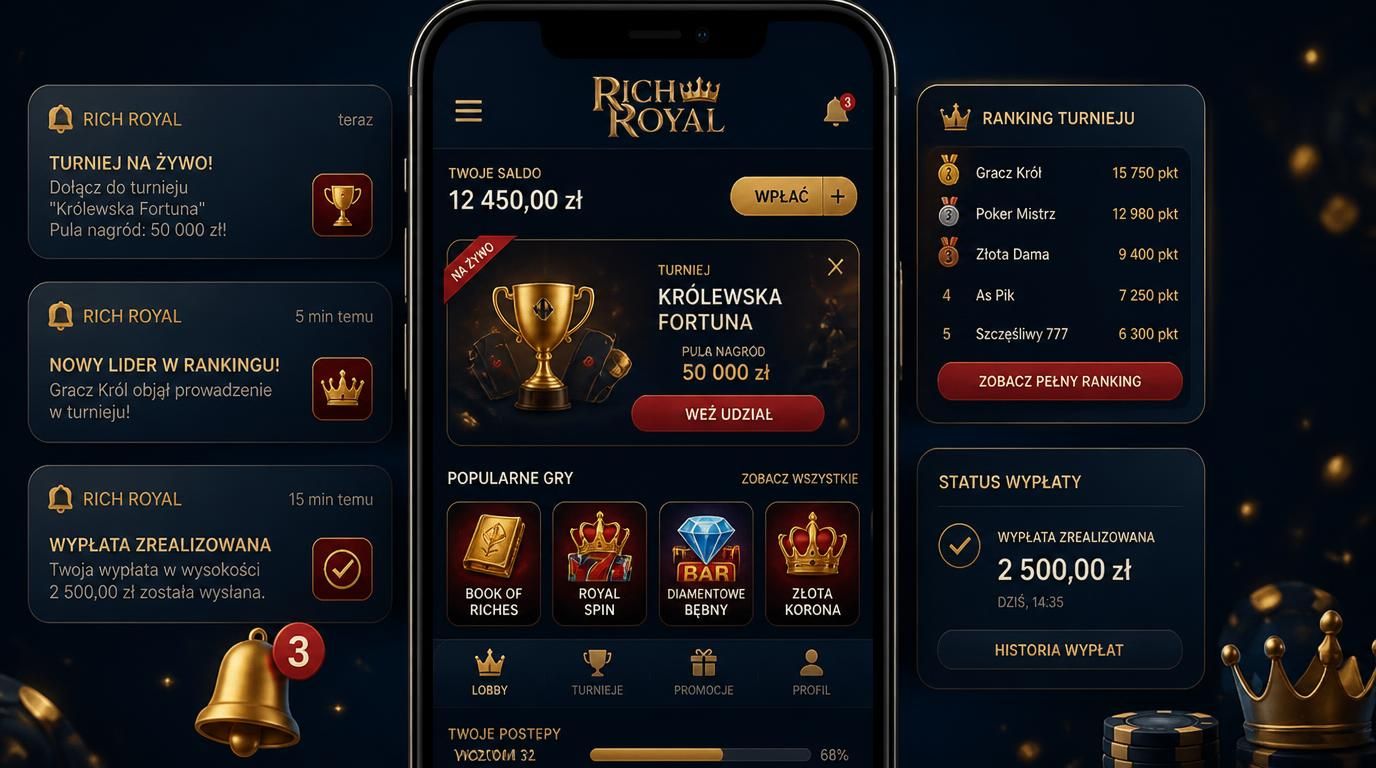 Powiadomienie push o turnieju i postępie w rankingu