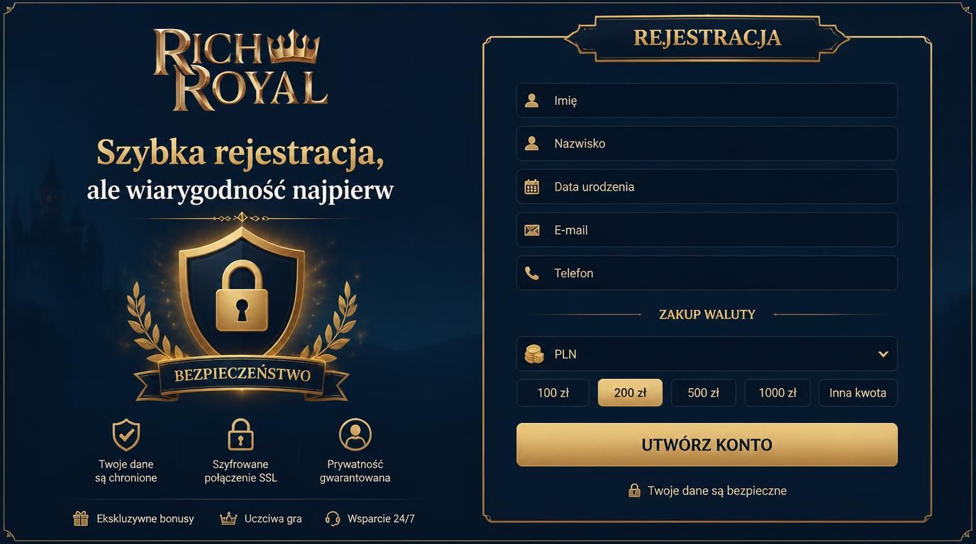 Formularz rejestracji z elementami weryfikacji, podstawowe dane osobowe i kontaktowe